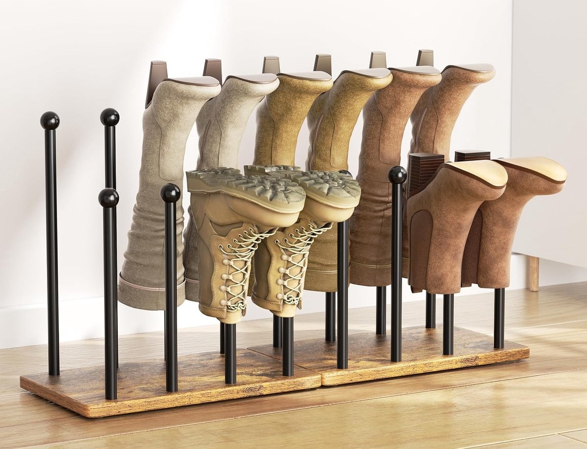Hangende schoenenorganizer - Zwart - 80 x 24 x 41,6 cm - Houten Basis - Voor 8 Paar Schoenen