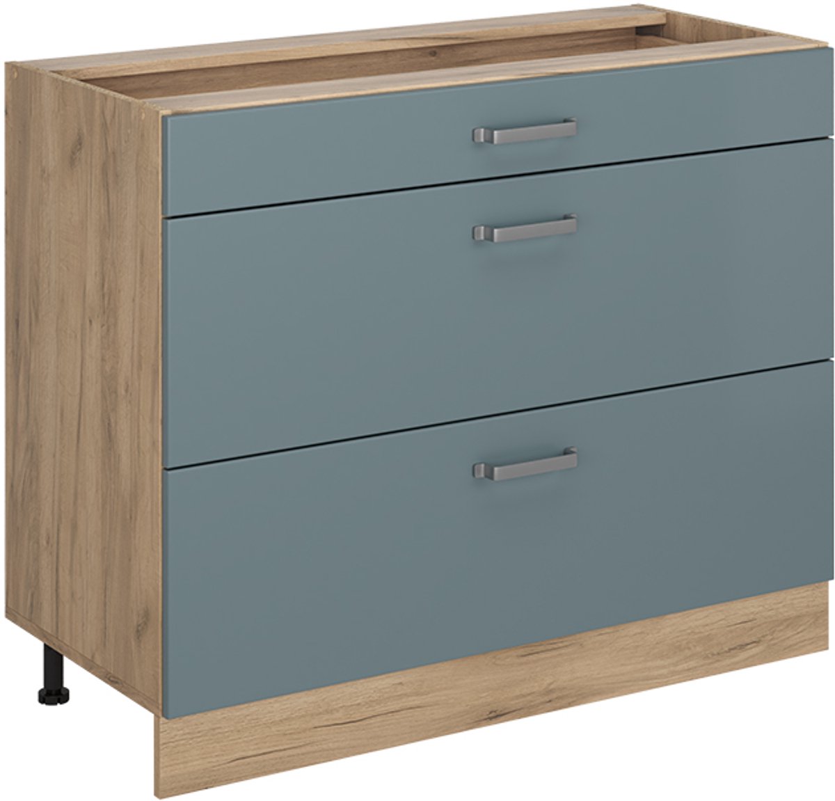 Vicco Keukenonderkast R-Line, Blauw-grijs/Goudkleurig Eiken, 100 cm zonder werkblad