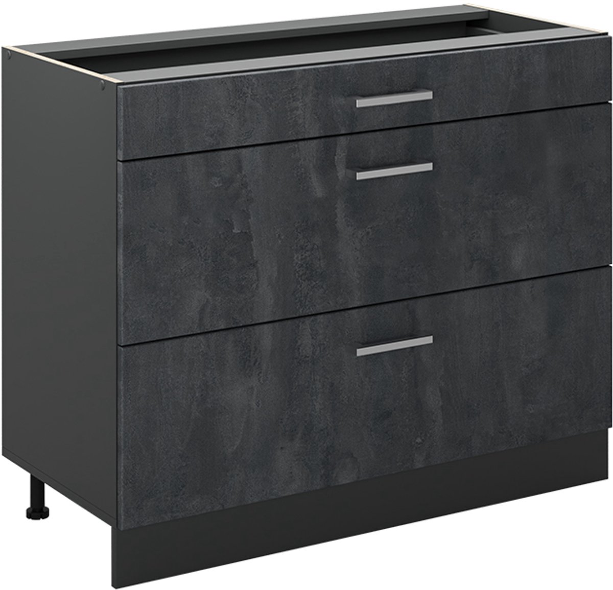 Vicco Keukenonderkast R-Line, Zwart beton/Antraciet, 100 cm zonder werkblad