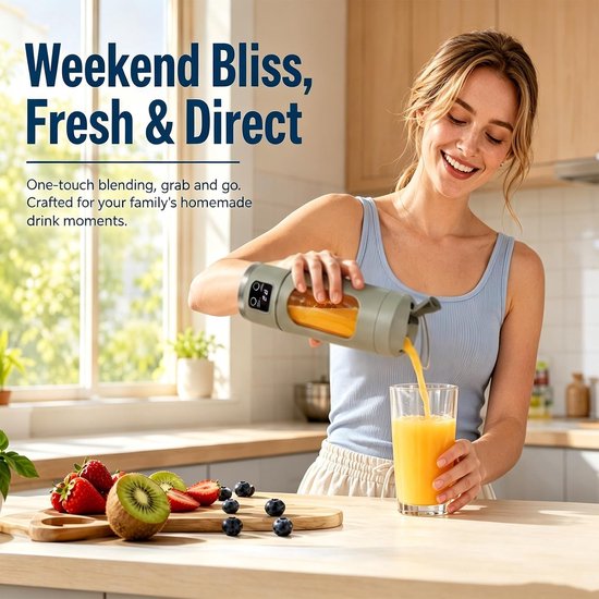 Blender smoothie maker to go, 500 ml mini-mixer voor shakes, accu smoothie maker klein, draagbare blender fresh juice mixer, kleine blender USB-C draadloze mobiele persoonlijke blender — afbeelding 5