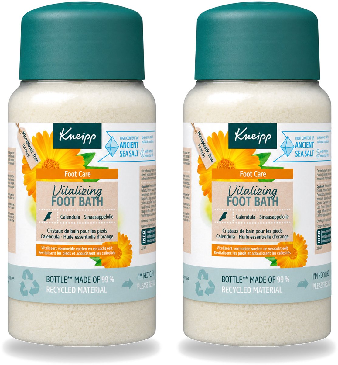 2 x Kneipp - Voetbadzout - Vitalizing - Citrusgeur - 600 g - Voordeelverpakking - 2 stuks