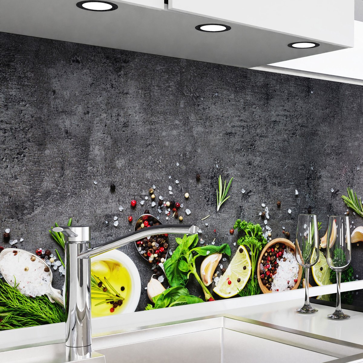 Keuken achterwand zelfklevend - Spatscherm keuken - Spatwand fornuis - Muurbeschermer - Verstevigde PET folie - 0,4 mm - Mat - Kruidentafel - 400 cm x 60 cm