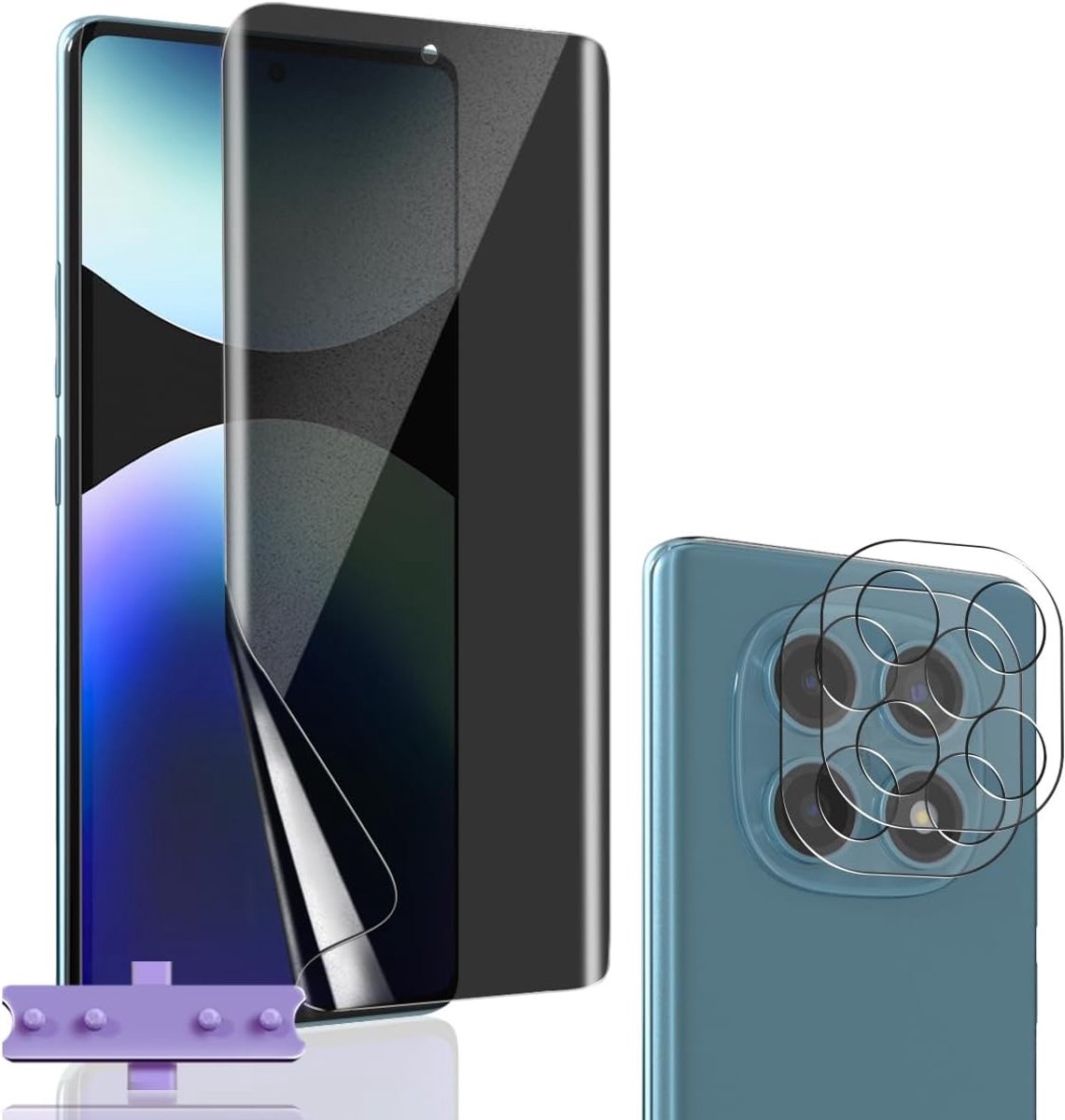 Displaybeschermfolie voor Xiaomi Redmi Note 14 Pro 4G, 1 stuk, flexibele TPU-folie, privacy, displaybescherming, 2 stuks, cameralensbescherming, anti-spy bescherming