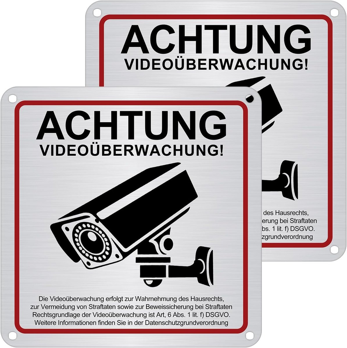 2 stuks Achtung videobewakingsbord, borden, stickers, videobewaking