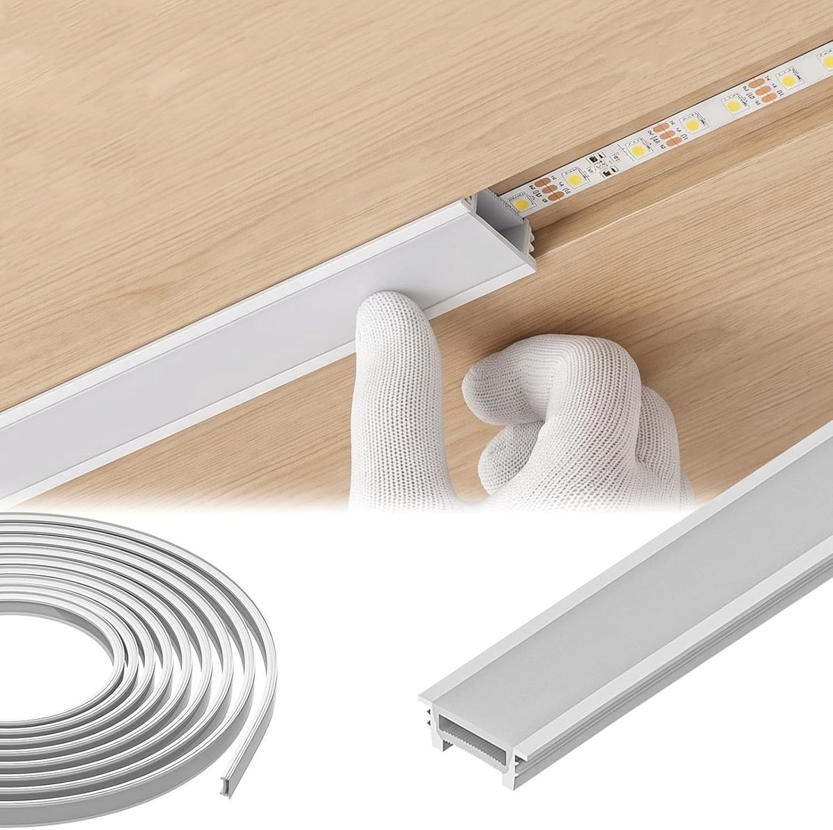 LED Neon Silicone Profiel met Melkwitte Bedekking, Waterdicht LED Tegelprofiel voor Verlichting, DIY Soft Light Cover (20 * 10mm)