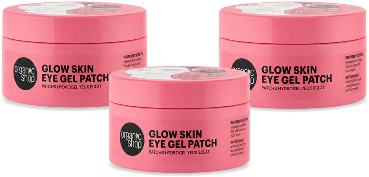 3 x Organic Shop - Eye Gel Patch Berry Iced Tea & Antioxidant - Kalmerend en Hydraterend - 60 Patches - Voordeelverpakking - 3 stuks