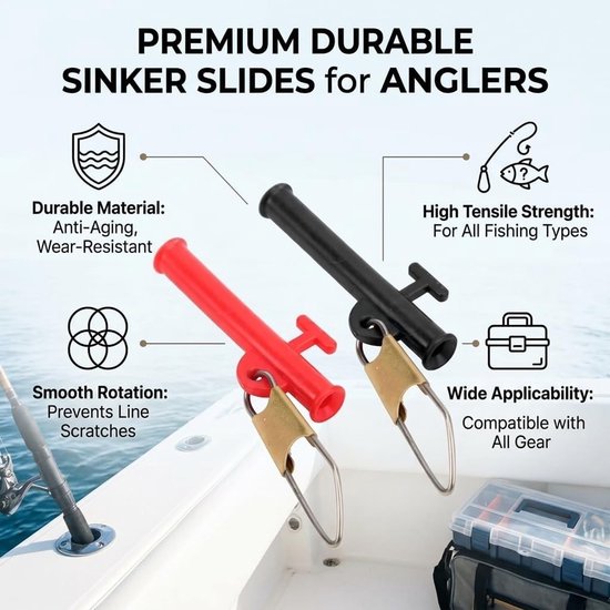 40 Stuks Vissen Lood Slide met Metaal Snap Clips - Ideaal voor Boot, Strand en Pier Vissen Accessoires — afbeelding 3