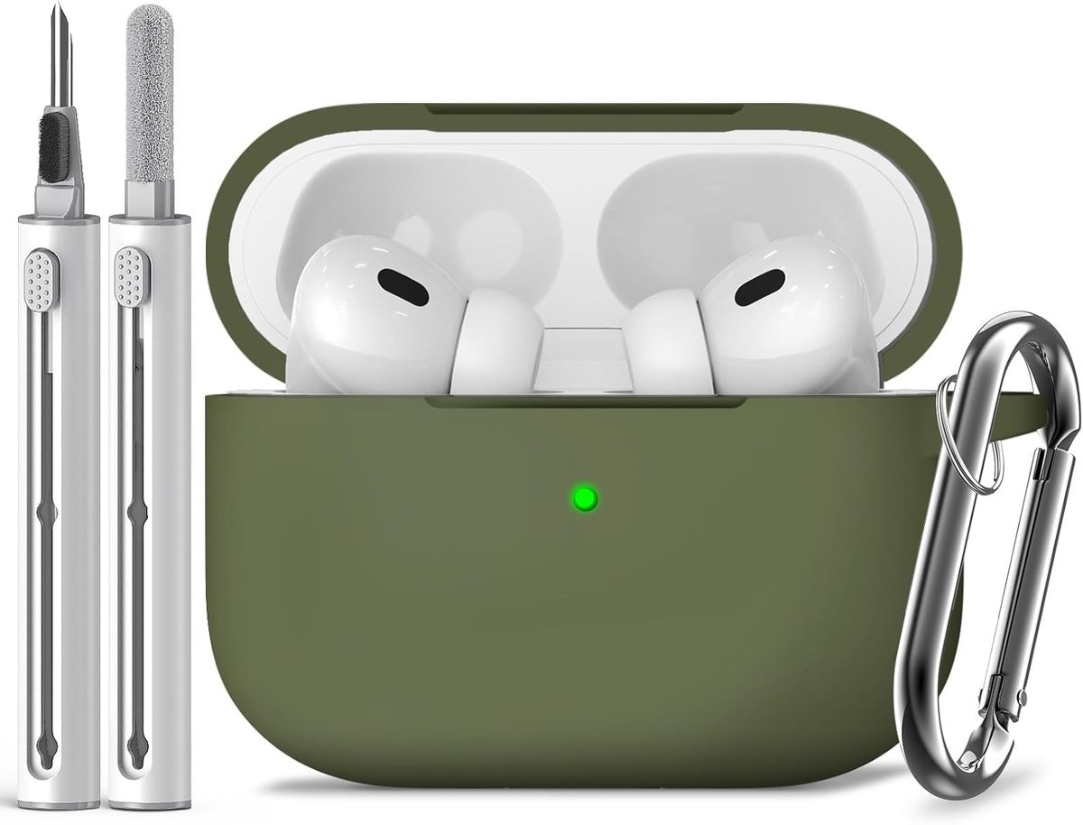 Hoogwaardige Oplaadcase voor AirPods Pro 1e en 2e Generatie - Donkergroen, Bescherming en Stijl