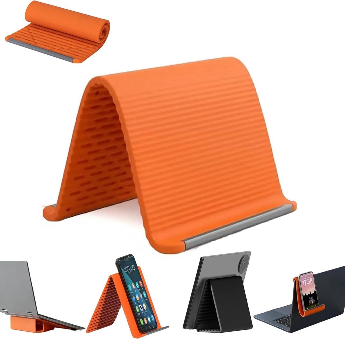opvouwbare siliconen telefoonhouder van flexibele siliconen en aluminium, buigbare oprolbare telefoonstandaard met verstelbaar design voor mobiele telefoons, luie houder voor onder