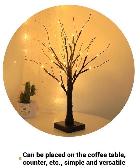 Lichtboom - Kerstboom met LED lampjes - Decoratie Lichtboom - USB/Batterij Bediening - Warm wit - Kerstverlichting - Kerstdecoratie - 60cm — afbeelding 3