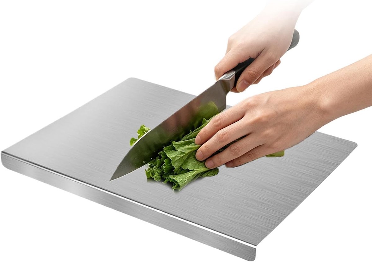 Snijplank Voedselveilig Antislip Roestvrij Met Verhoogde Rand | Metalen Snijplank Keukengereedschap Voor Charcuterie Fruit Groenten Kaas Koken Thuis Aanrecht Appartement
