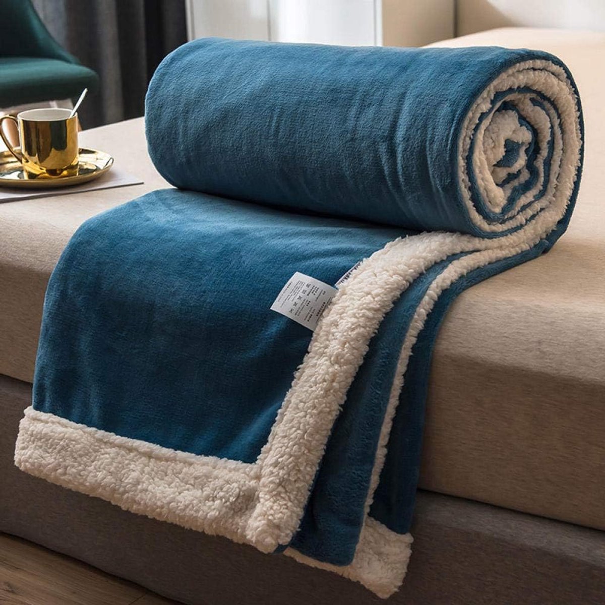 fleece werpdekens Reisformaat - Superzachte donzige warme stevige bedspreien voor bank Microfiber deken -blauw_150x200cm