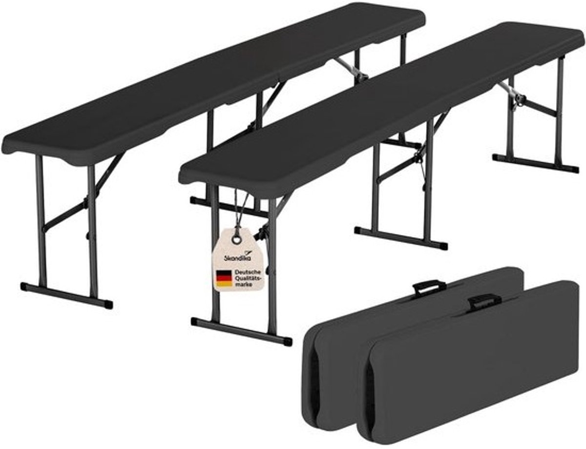 Vouwbank Set van 2 - Inklapbare Tuinbank voor Optimal Comfort en Draagkracht tot 300 kg - Weerbestendig Balkonmeubel