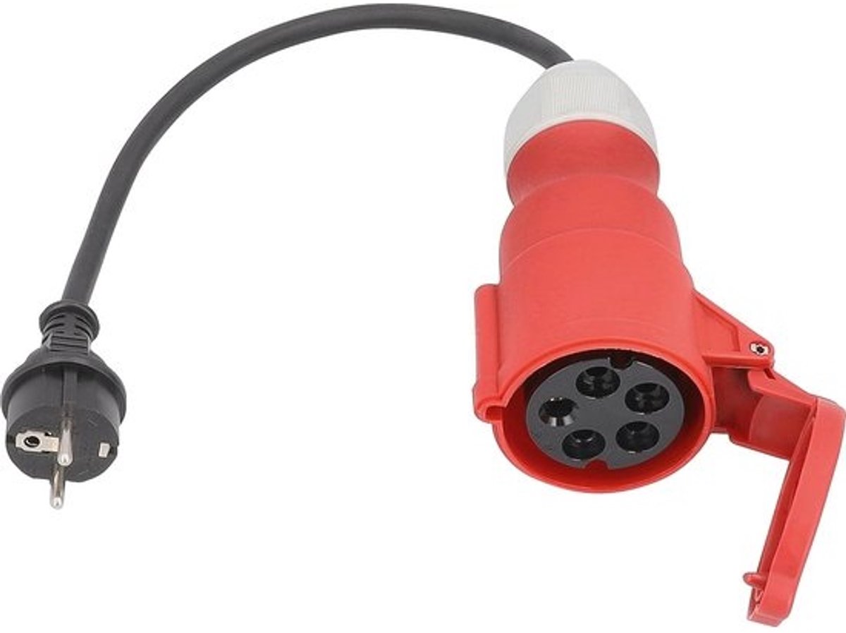 Adapterkabel 230V naar CEE Koppeling 400V 16A 5-polig Verkort 30cm Zware Kwaliteit IP44