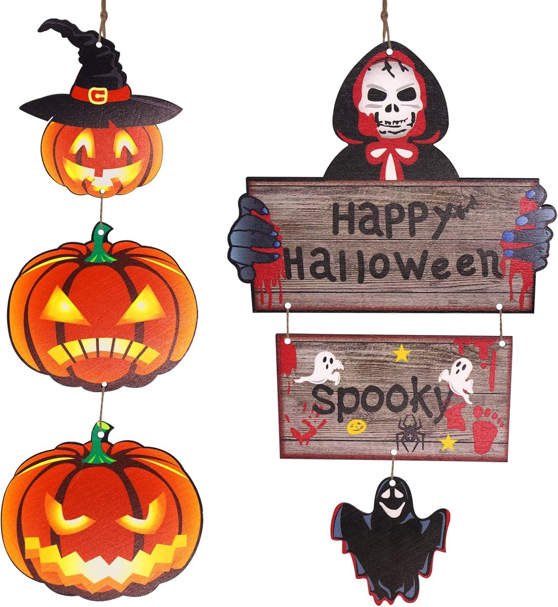 welkomstbord, decoraties voor Halloweenfeesten, wanddecoratie voor de deur, voor Halloweenfeesten, 2 stuks