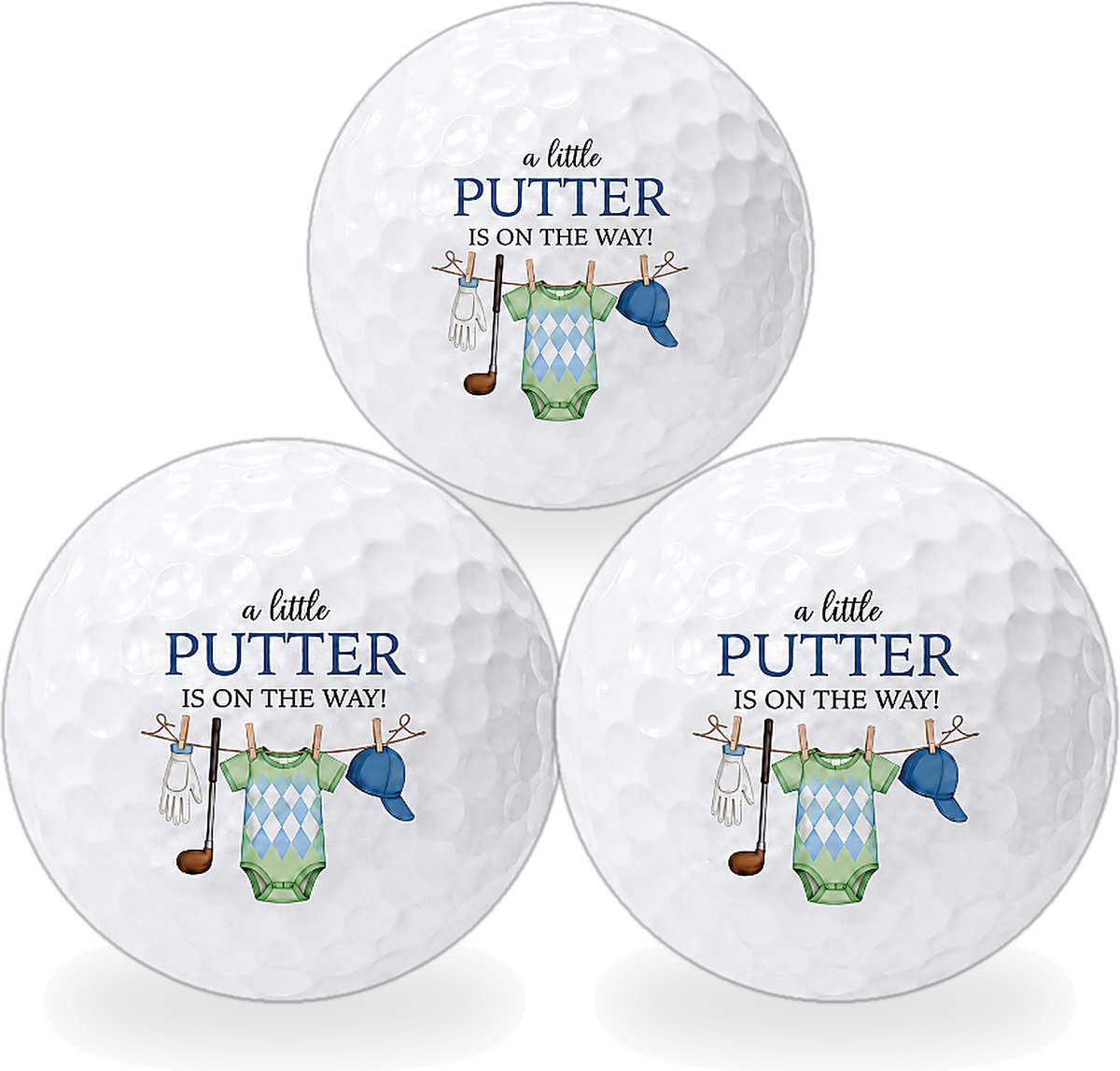 Wilson Golfballen Baby Boy - Geboorte Golf Cadeau - 3 stuks - Bedrukte Golfballen