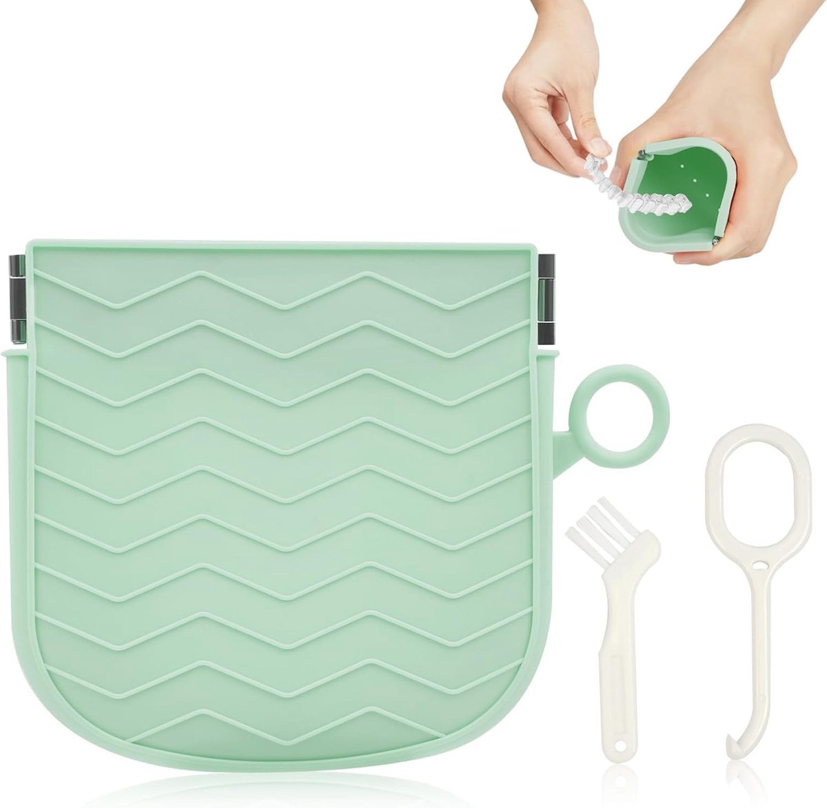Siliconen Retainer Box voor Onzichtbare Beugels, Draagbare Orthodontische Houder met Verwijdertools en Borstel, Ideaal voor Mondbeschermers en Aligners