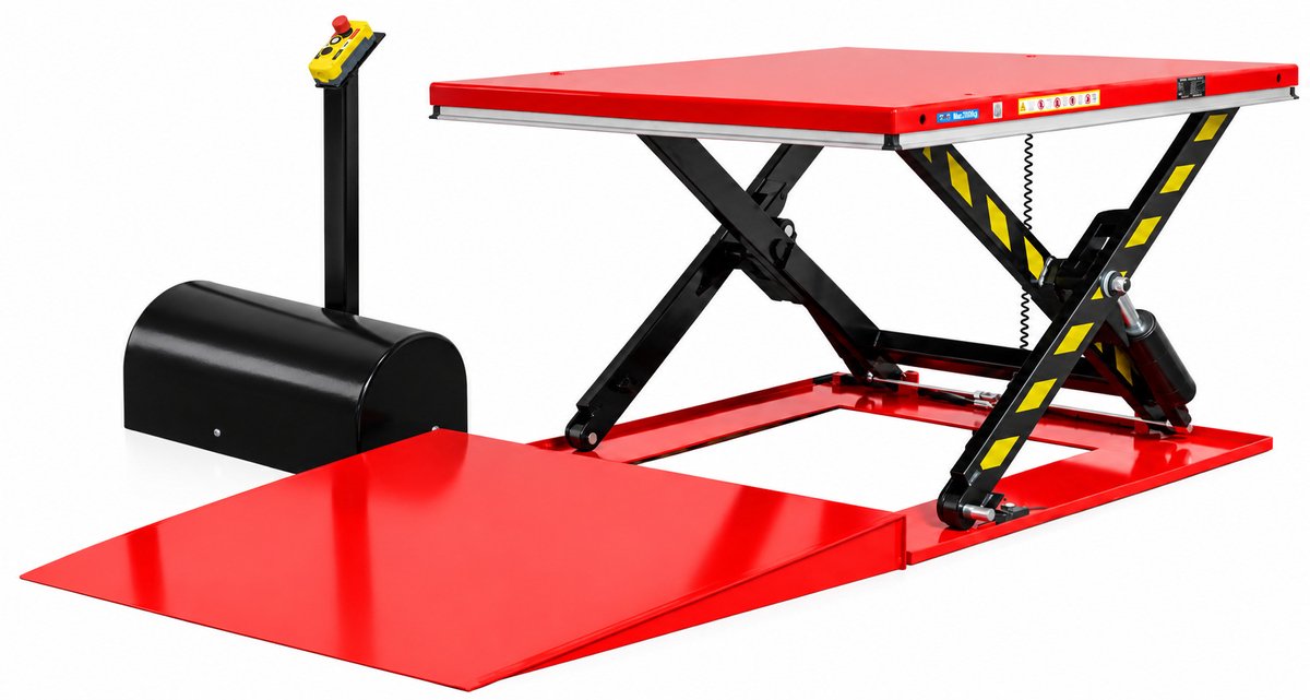 Elektro-hydraulische schaarheftafel oprijplaat 2000 kg 230V tafel 1600 x 1180 mm MW Tools TPSL2172