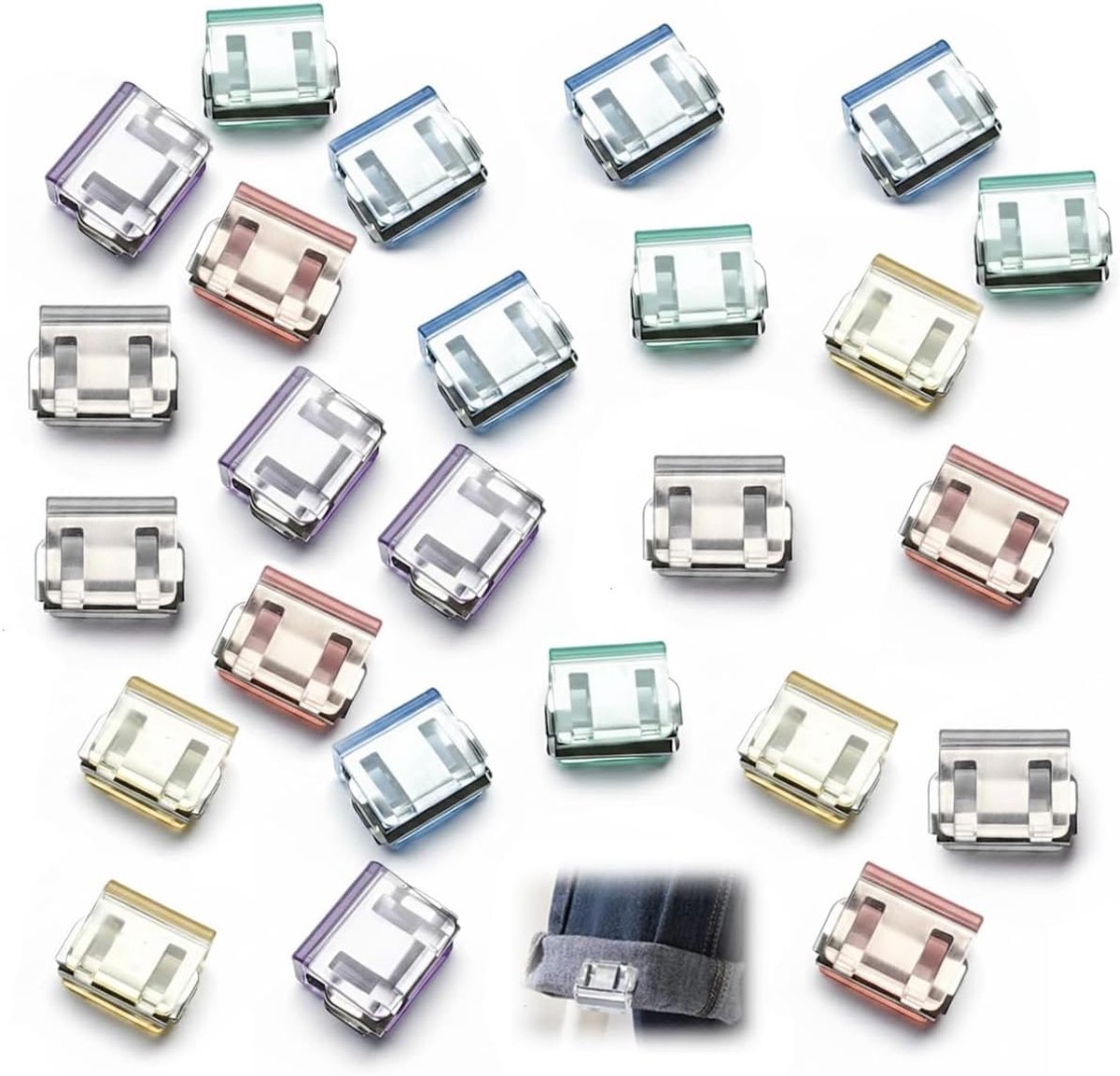 24 Stuks Broekspijp Clips Metaal - Antislip Broekklemmen om Broek te Korten, Praktische Broekhouders voor Dames en Heren, Kleurrijke Strijkfixatie voor Jeans en Kostuums