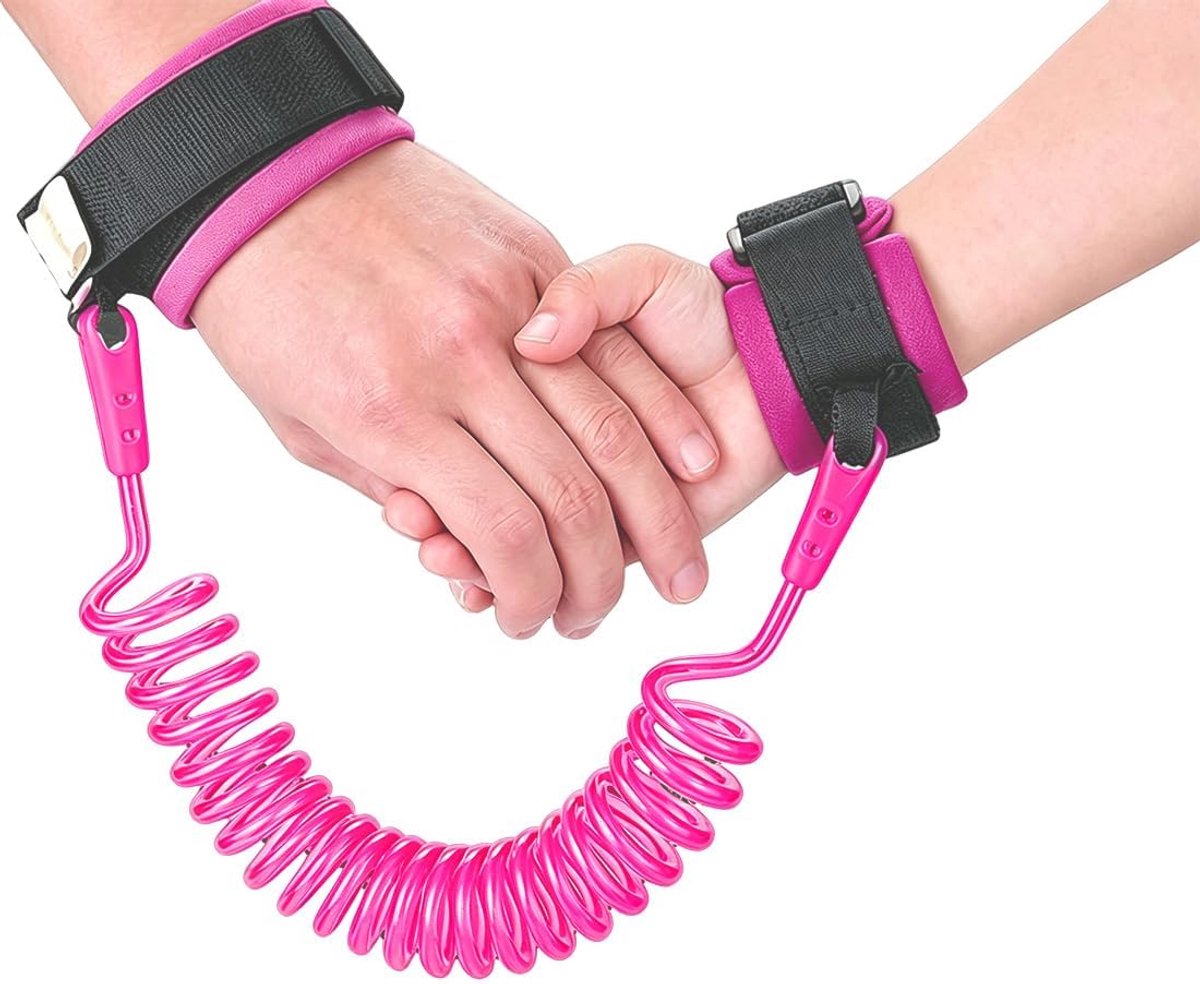 1 x veiligheidsgordel voor baby's, roze, 2 m, 360 graden draaibaar, anti-verlies voor kinderen
