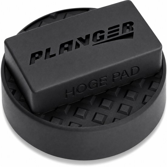 Zwarte Planger Lofty Pad met ruitpatroon en logo.