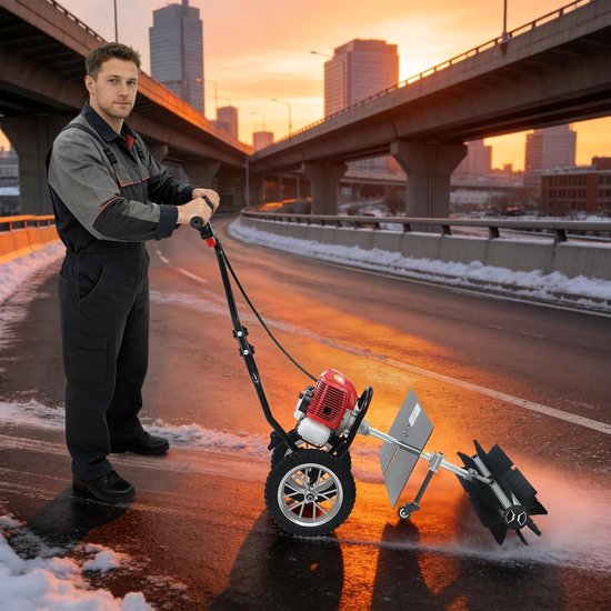 2-takt benzineveegmachine, 43CC motorbezem veegmachine, benzine veegmachine voor kunstgras, natuurgras, trottoirs, straatranden — afbeelding 2