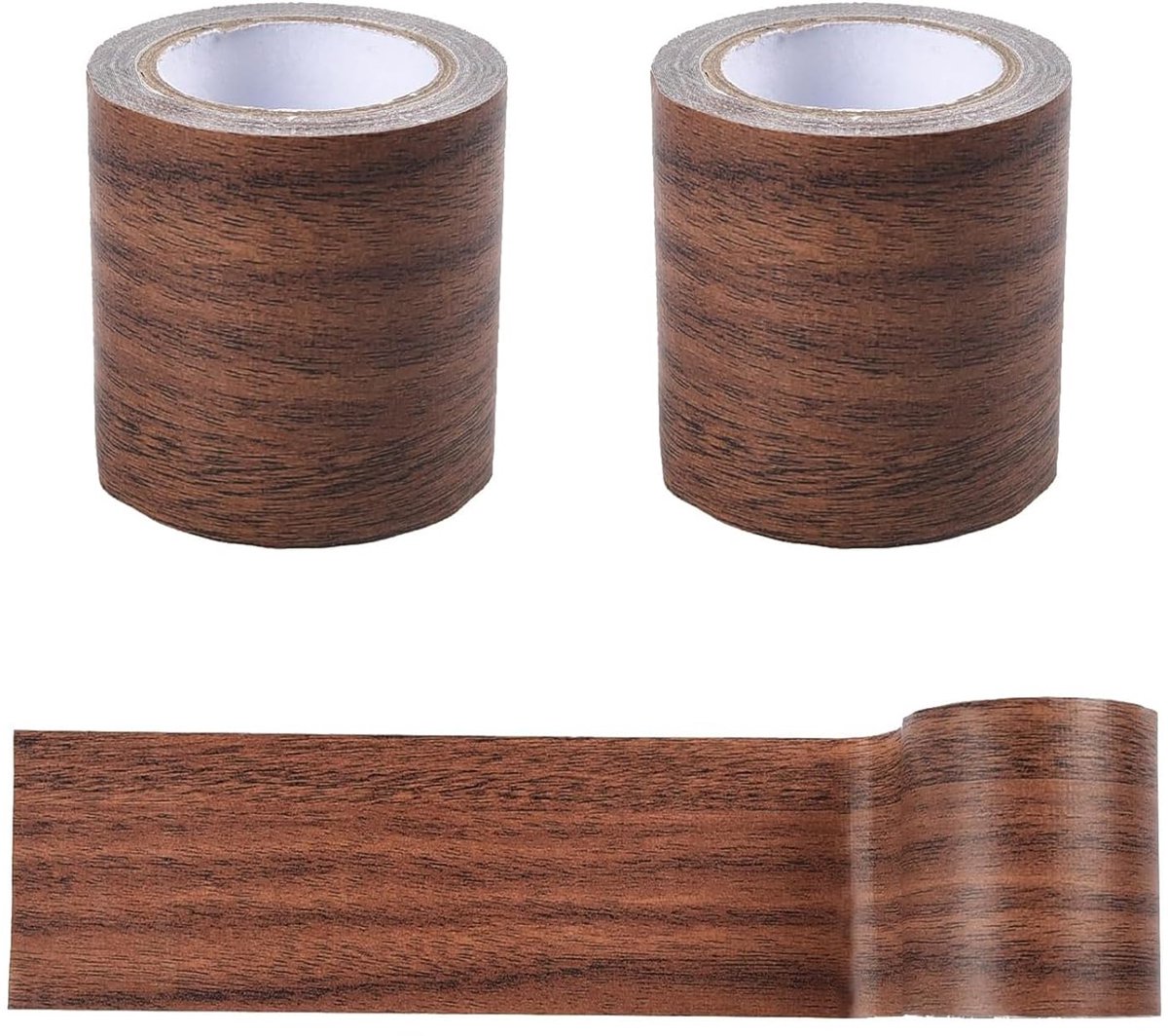 2 stuks houtlook plakband, bruine vloer, houtlook, plakband, meubelplakband, zelfklevende plakfolie, houtlook voor vloeren, muren, deurkozijnen, 8 cm x 5 m (donkerbruin)