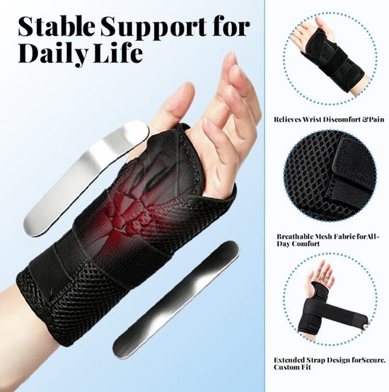 Ademend Polsbandage met Dubbele Straps - Verstelbare Polsondersteuning voor Sport, Carpaal Tunnel en Artritis voor Dames en Heren — afbeelding 2
