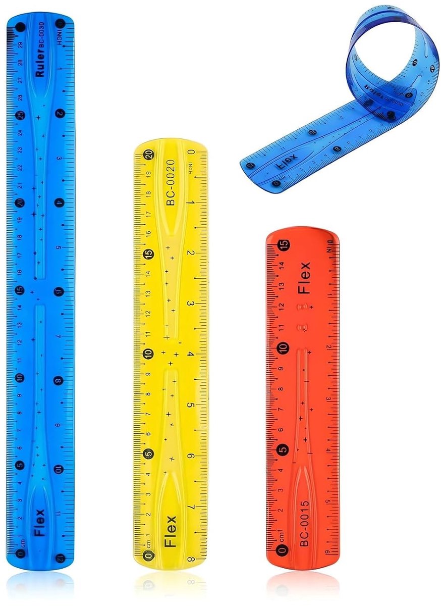 Kleurige transparante linialen set van 3, 15 cm, 20 cm en 30 cm voor nauwkeurig meten en tekenen