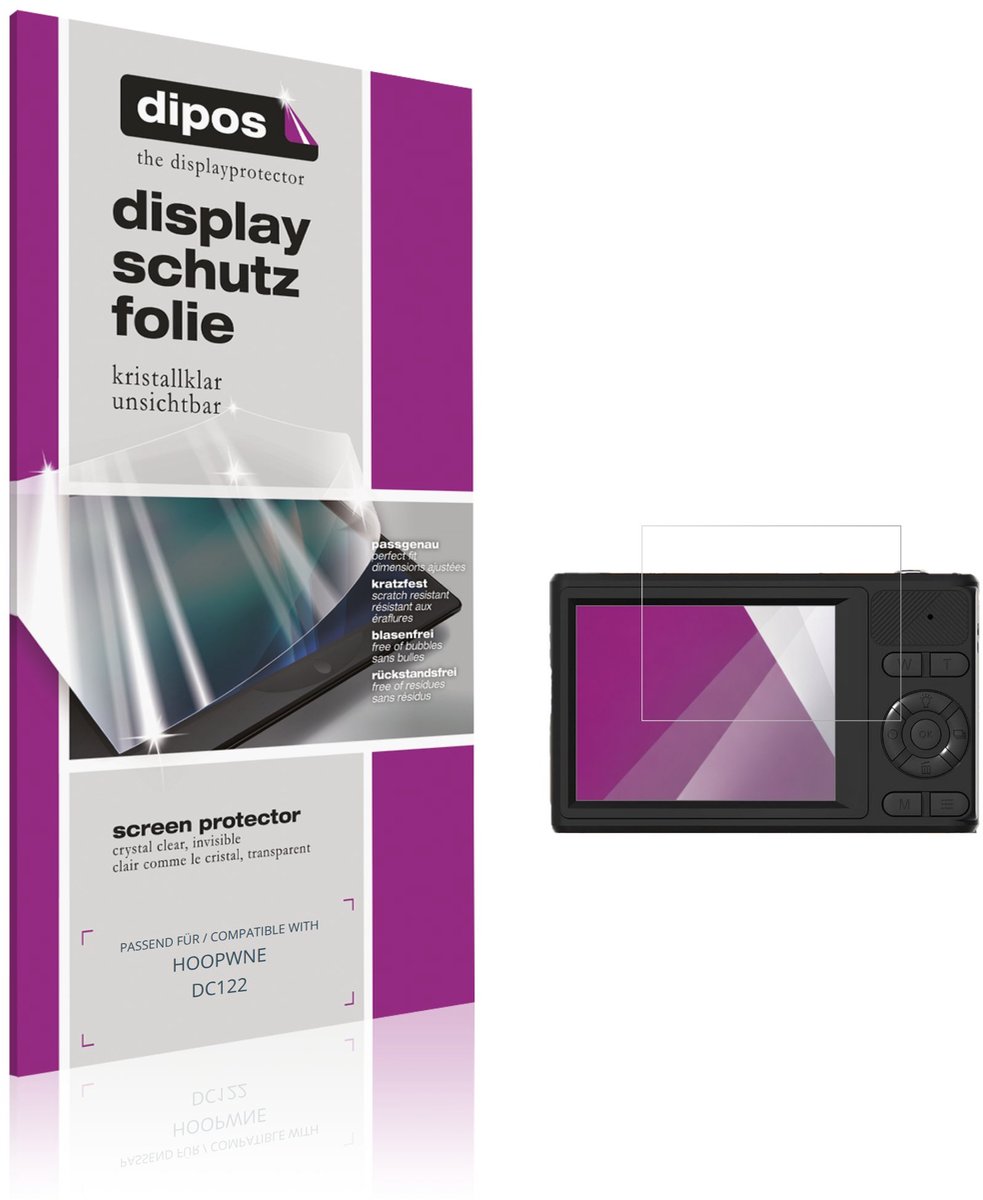 dipos – 4x Beschermfolie geschikt voor HOOPWNE DC122 | Krasbestendige & heldere Screenprotector Ultra-Thin