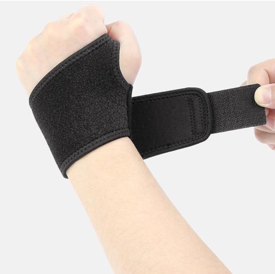 Verstelbare en ademende polsbandage voor sport, fitness en werk - Zachte zwarte polssteun — afbeelding 3
