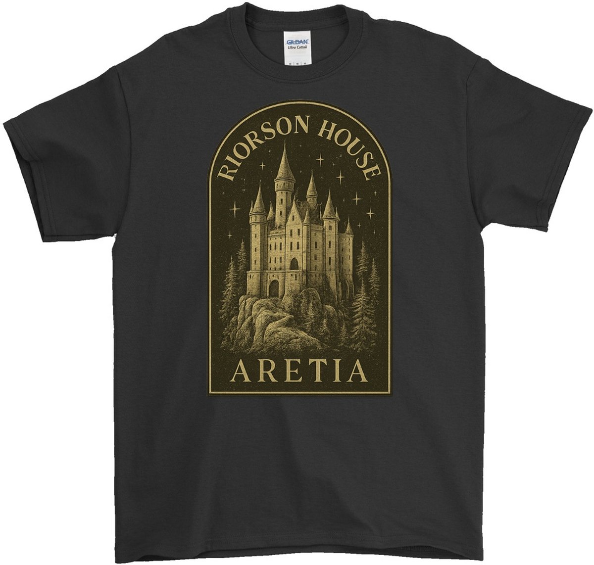 Fantasy Kasteel Shirt – RIORSON HOUSE ARETIA – Boekliefhebbers Outfit – Unisex T-Shirt voor Dames & Heren – Origineel Cadeau