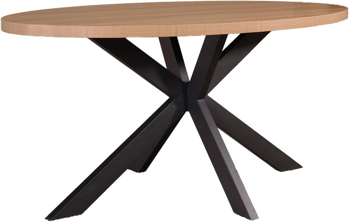 Eettafel ovaal melamine 160cm Tommy lichtbruin ovale tafel