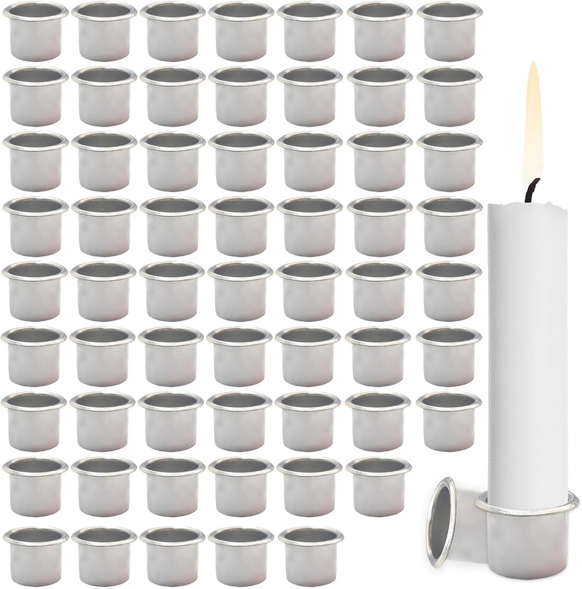 60 stuks kaarsenhouders voor staafkaarsen, theelichthouder, metaal, staafkaarsenhouder, kaarsenhouder 22 mm voor bruiloft, verjaardag, tafeldecoratie, woonkamer, kaarsenhulzen, aanzoeksceremonie