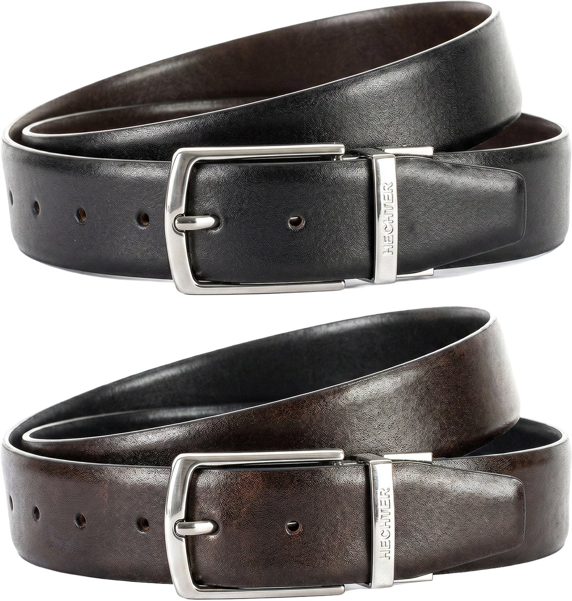 HECHTER leren heren riem - zwart