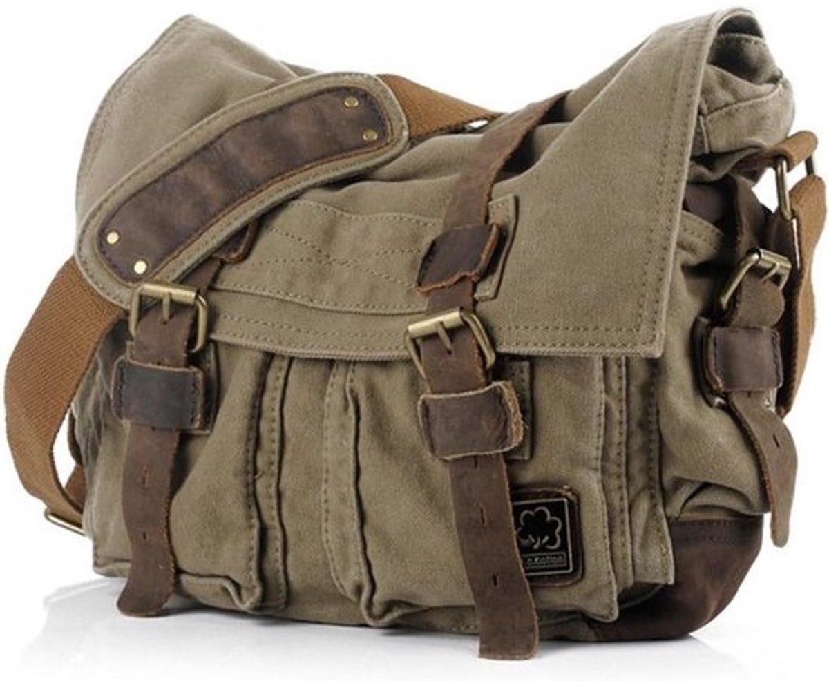 Vintage Militaire Canvas Messenger Bag voor 13,3-17" Laptop