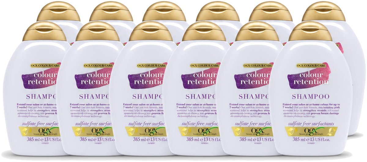 12 x OGX - Colour Retention - Shampoo - Voor Gekleurd Haar - 385 ml - Voordeelverpakking - 12 stuks