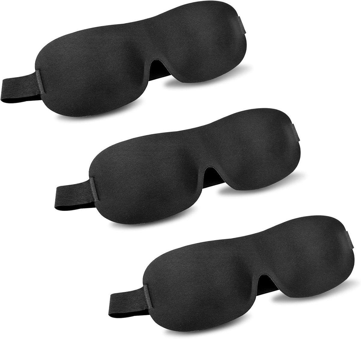 3 stuks slaapmasker, 3D-oogmasker, diepe oogkassen, verstelbaar slaapmasker, volledige lichtblokkering voor op reis