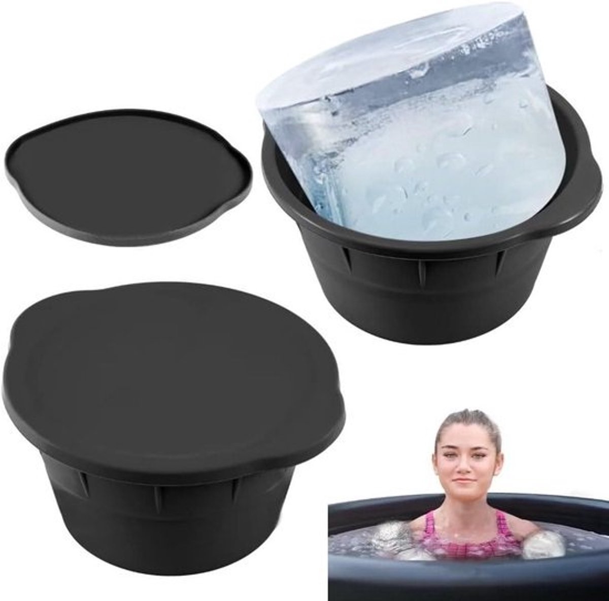 Extra Grote Ijsblokbak met Deksel - 2 Stuks - 36kg - Herbruikbaar - Vaatwasser - Siliconen - Ijsblokjesbak - Stencil - Kamperen - Vissen - Zwart