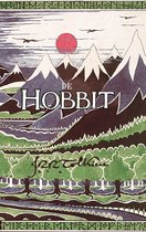 De Hobbit boekomslag met bergen, zon en bomen.
