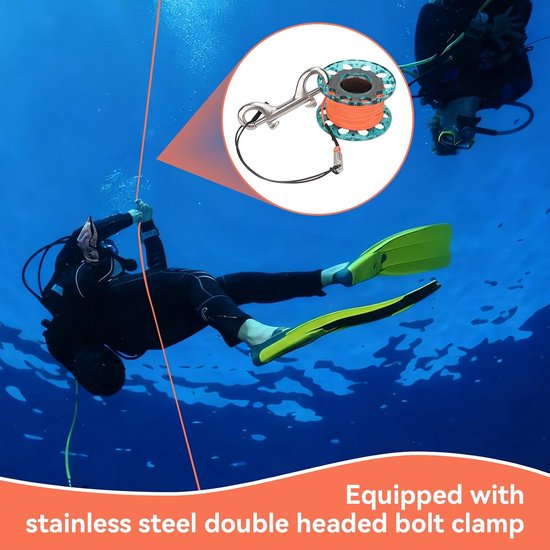 Duikspoel met vingerspoel, 30 m duurzaam plastic snorkelduikvingerspoel met duiker Onderwateraccessoire(Blauw) — afbeelding 3