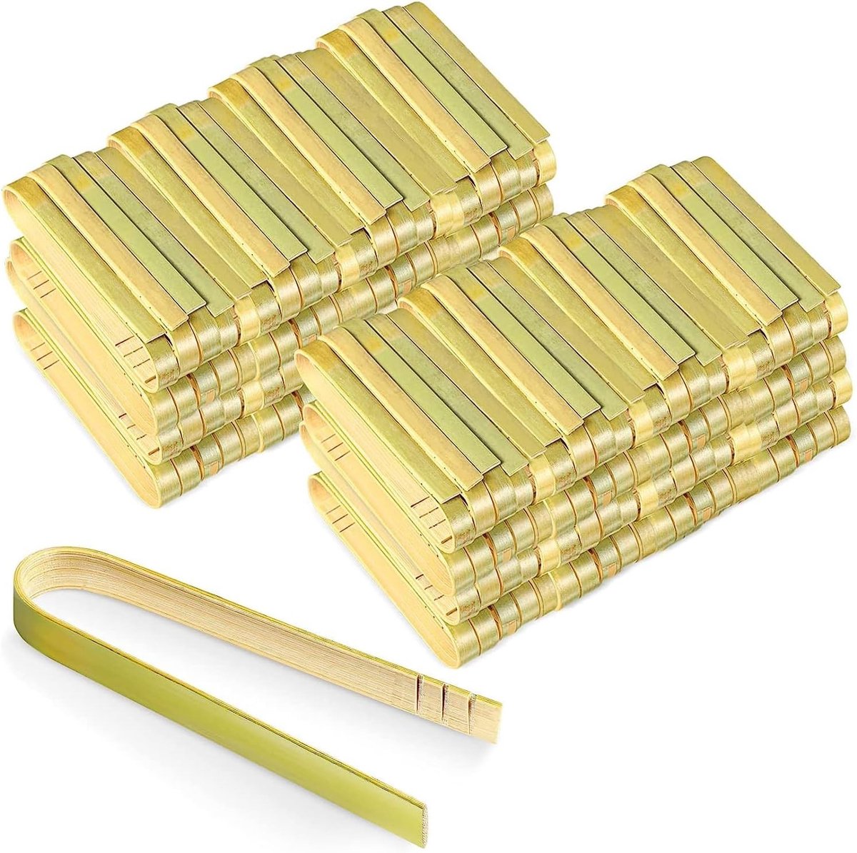 Set van 120 Mini Houten Wegwerp Tangen - Ideaal voor Buffet, Feestjes en Catering, 10 cm