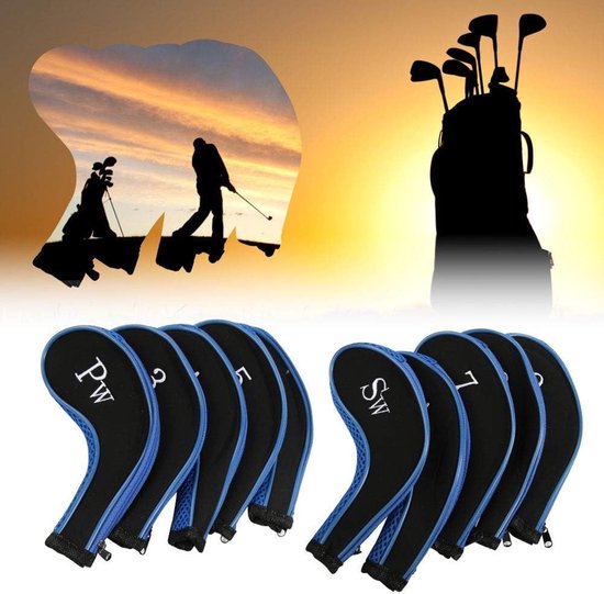 Neopreen Waterdichte Golf Club Hoofd Covers Set van 10 Stuks voor IJzers en Putter Bescherming Accessoire (Donkerblauw) — afbeelding 4