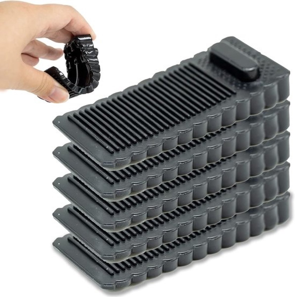Rubberen Deurstops - Deurwig Set - Voorkomt Dichtslaan - Antislip Ontwerp - 5 stuks - Zwart