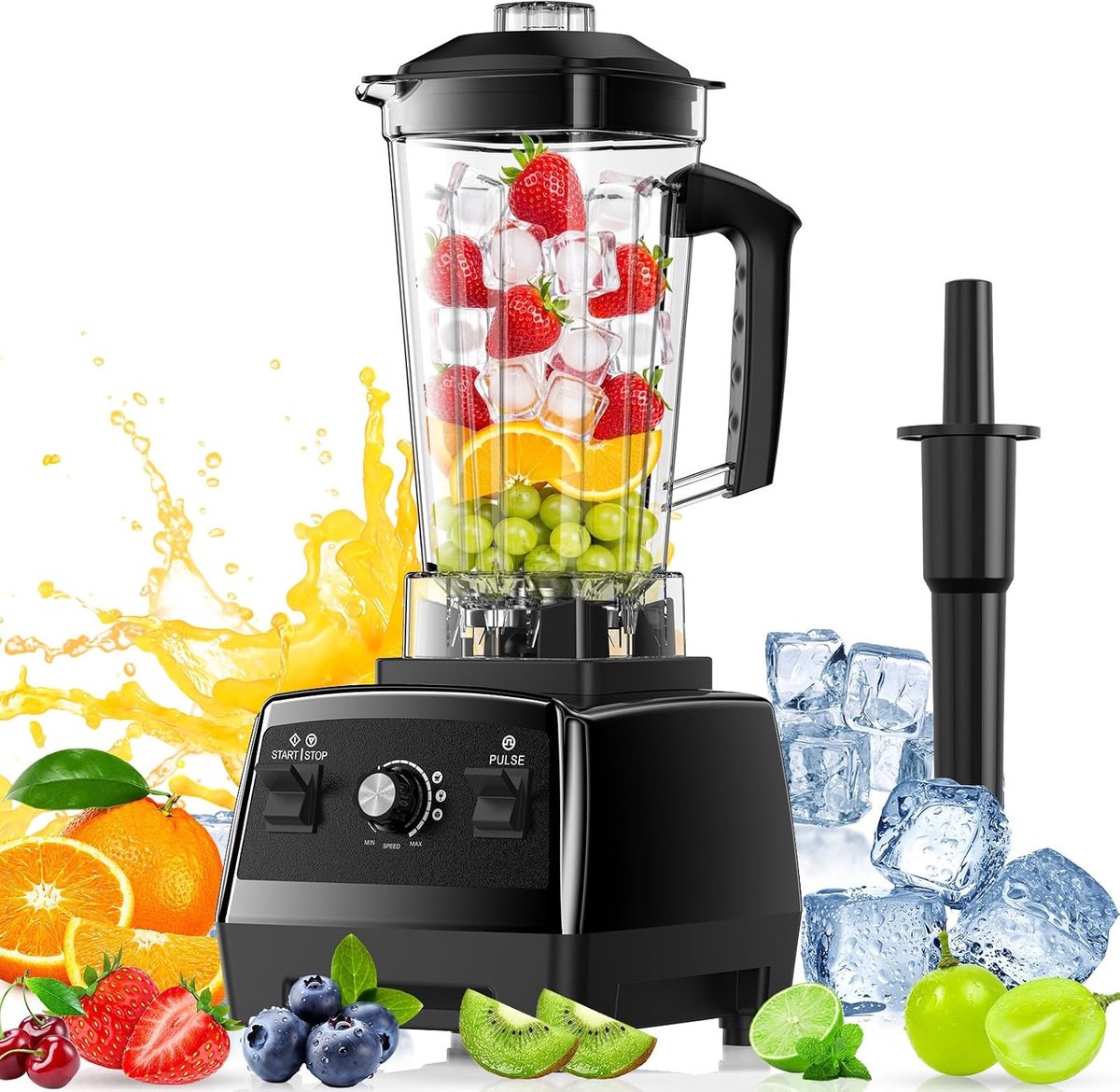Standmixer 1600W, 2L krachtige mixer met 6 messen