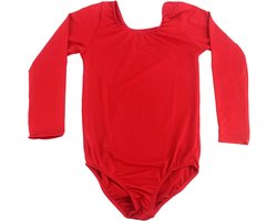 Furein Danspak voor ballet, gymnastiek, leotard, klassiek, elastisch, voor meisjes, lange mouwen, ronde hals (6 jaar, rood)