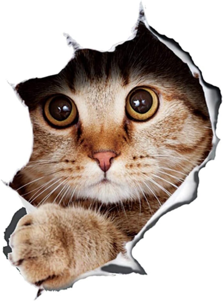 Deur 3D Sticker, Auto 3D Kat Sticker Stereo Anime Grappige Persoonlijkheid Kitten Sticker Auto Styling Sticker 21 * 29 CM
