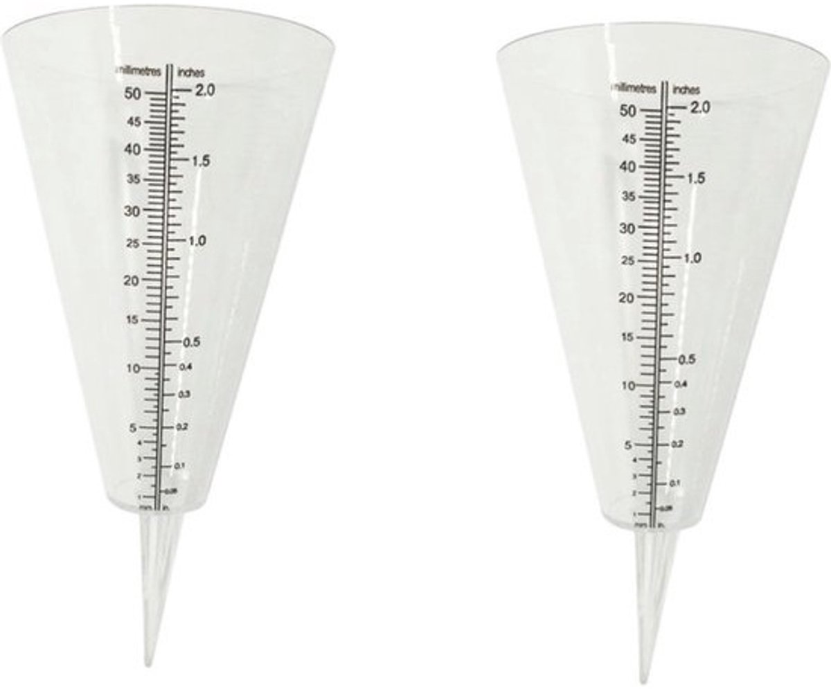Regenmeter Tuin - Neerslagmeter Set - Weer Meten - Duidelijke Schaalverdeling - 2 Stuks - Transparant
