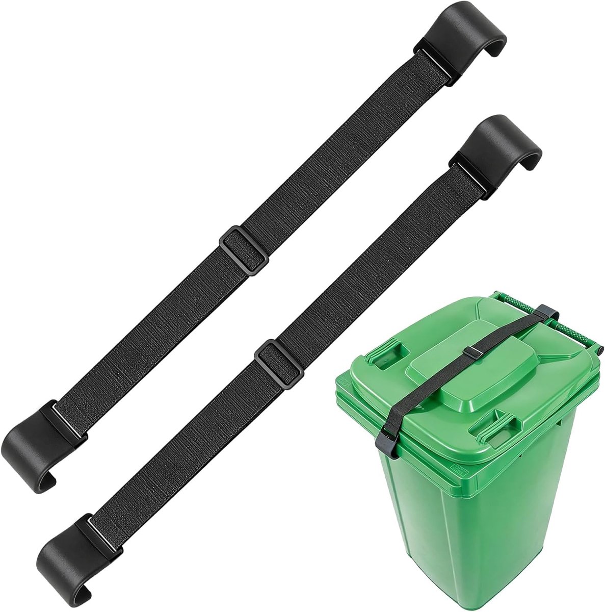 verstelbaar, dubbele haak, afvalcontainerslot, herbruikbare afvalcontainersluiting, organizer, afval voor buiten, dierveilige veiligheid, universele outdoor-vuilnisbak, 2 stuks