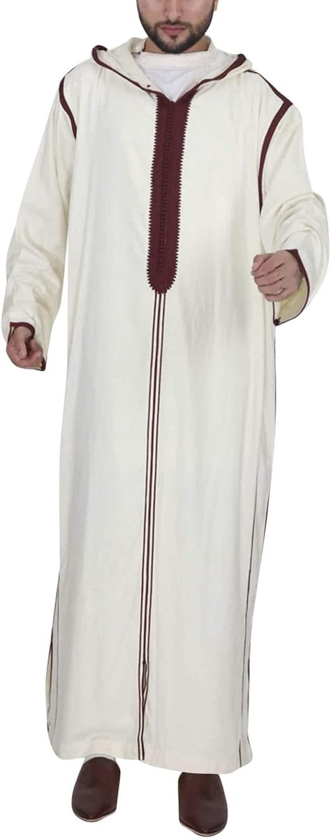 Heren thobe kaftan lange mouwen islamitische abaya moslim met zakken gebedskleding robe lang Arabisch linnen A24